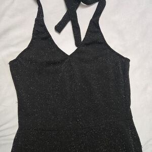 Sparkle Black Halter Jumpsuit
